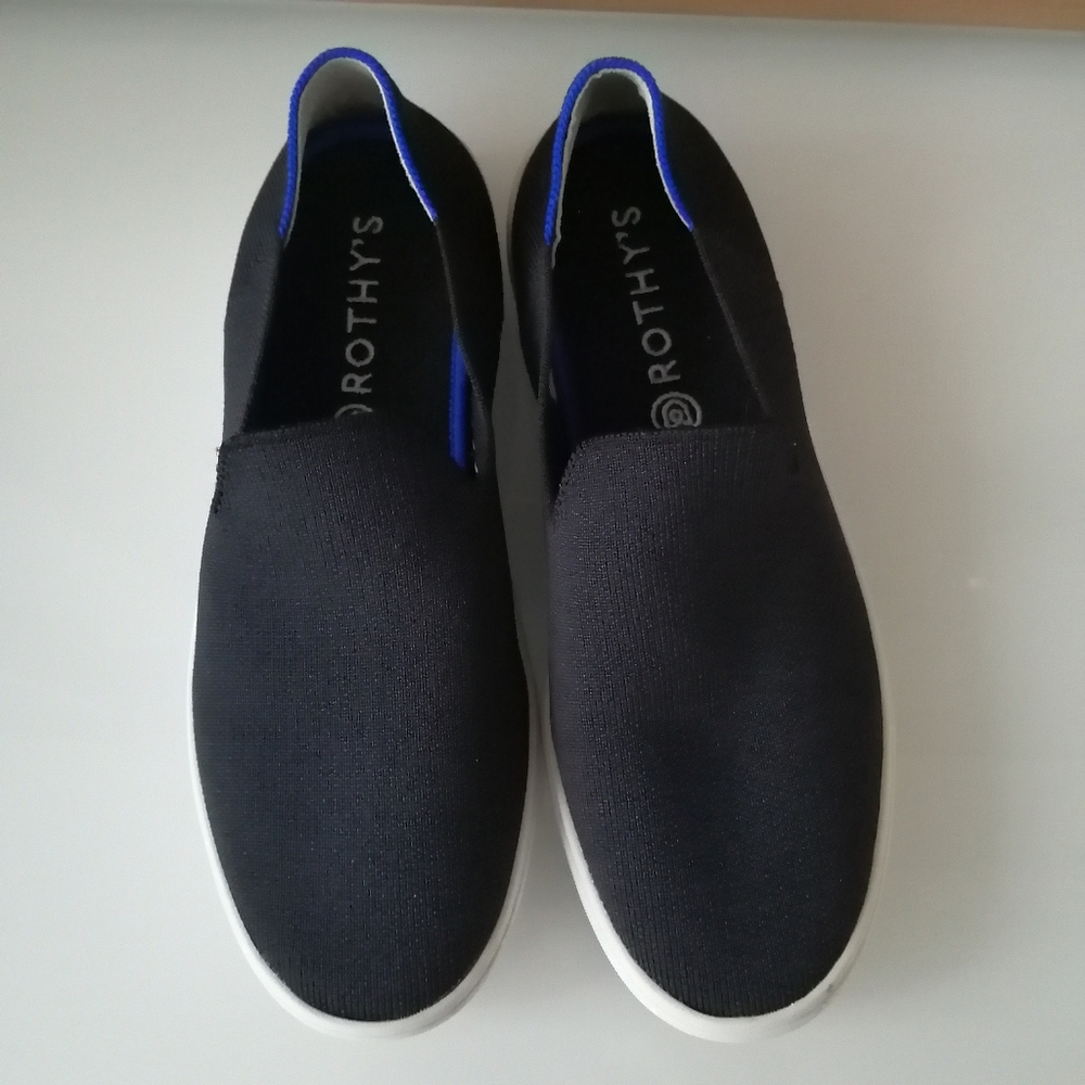 Rothy's Slip On Sneakers Black White Machine Washable Size 9.5